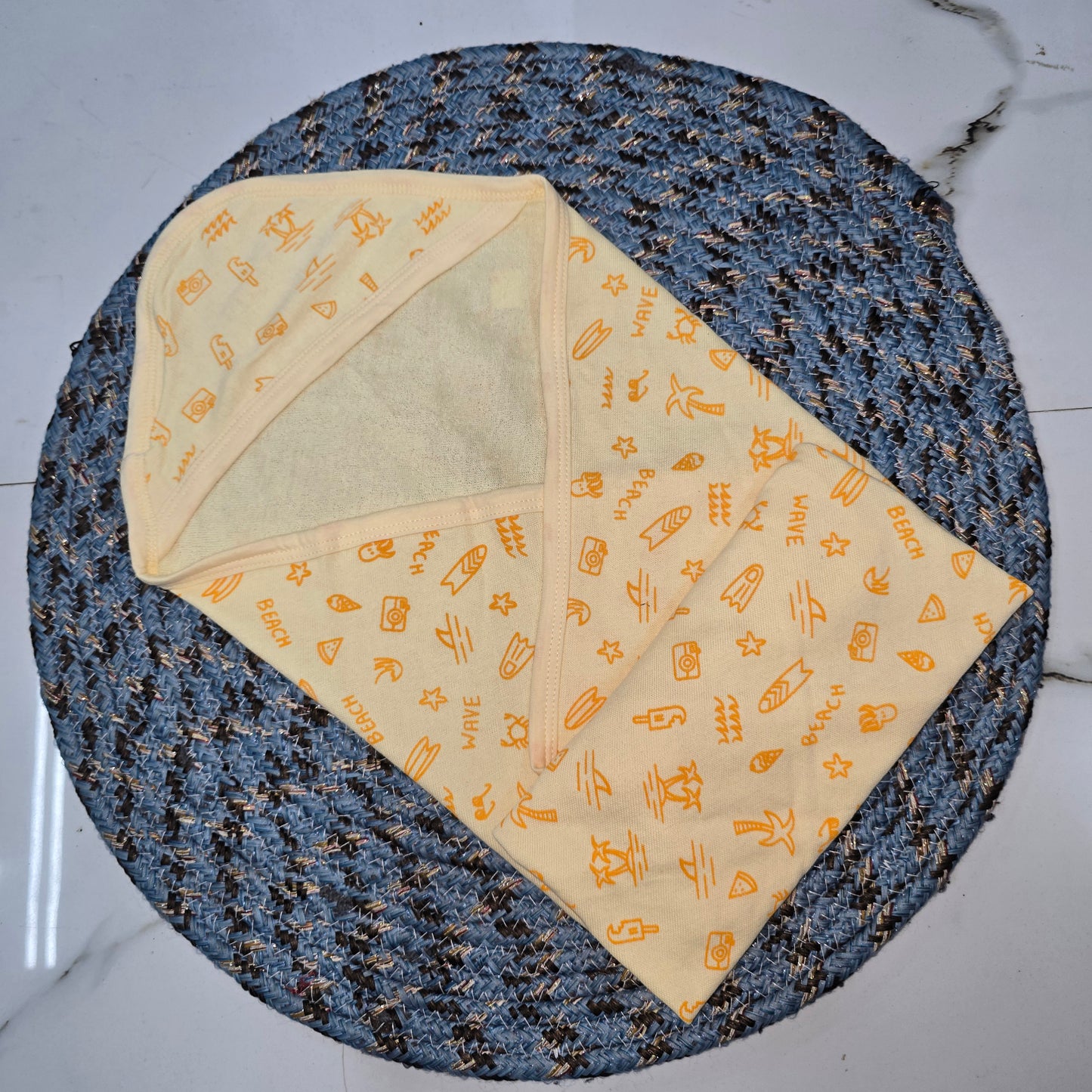 Printed baby towel with hood