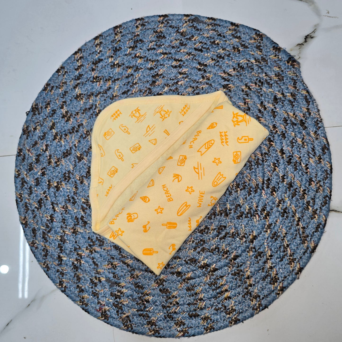 Printed baby towel with hood