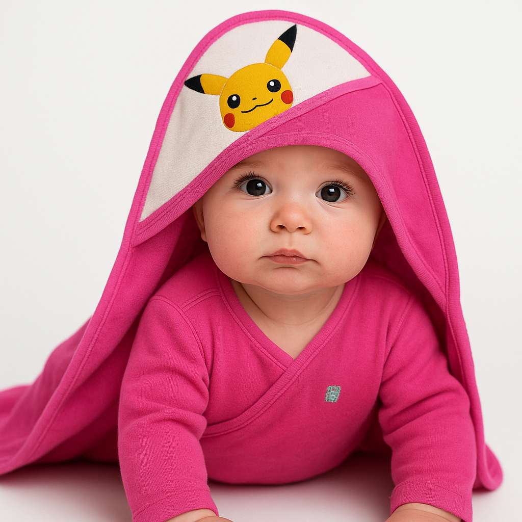 Pikachu baby towel with hood