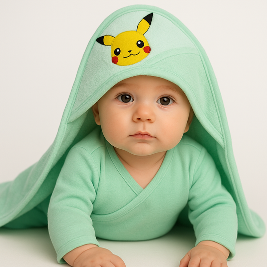 Pikachu baby towel with hood